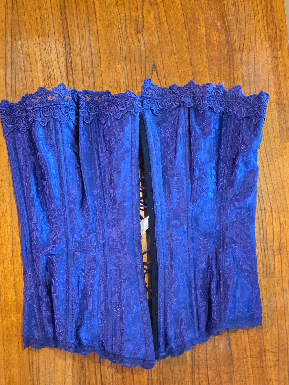 Frederick's of Hollywood Royal Purple Lace Overbust Corset